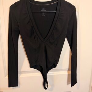 Good American V-Neck Black Bodysuit